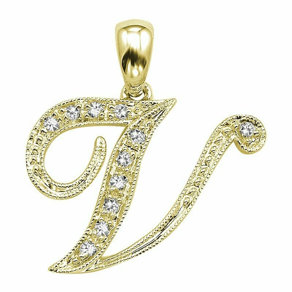 SCRIPT V 10K 0.04CTDI Yellow Gold