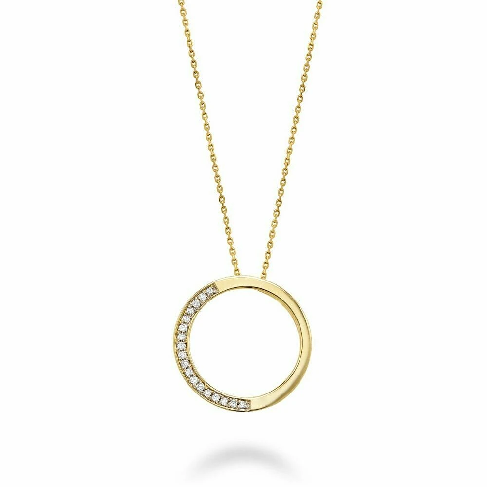 Half Circle Diamond Pendant Yellow Gold