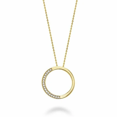 Half Circle Diamond Pendant Yellow Gold