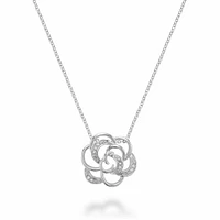 Rose Flower Diamond Pendant Gold