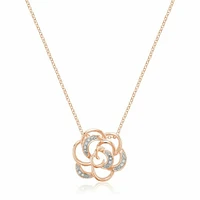 Rose Flower Diamond Pendant Rose Gold