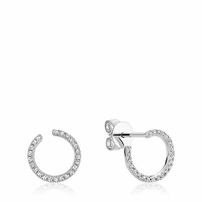 Diamond Curl Stud Earrings White Gold