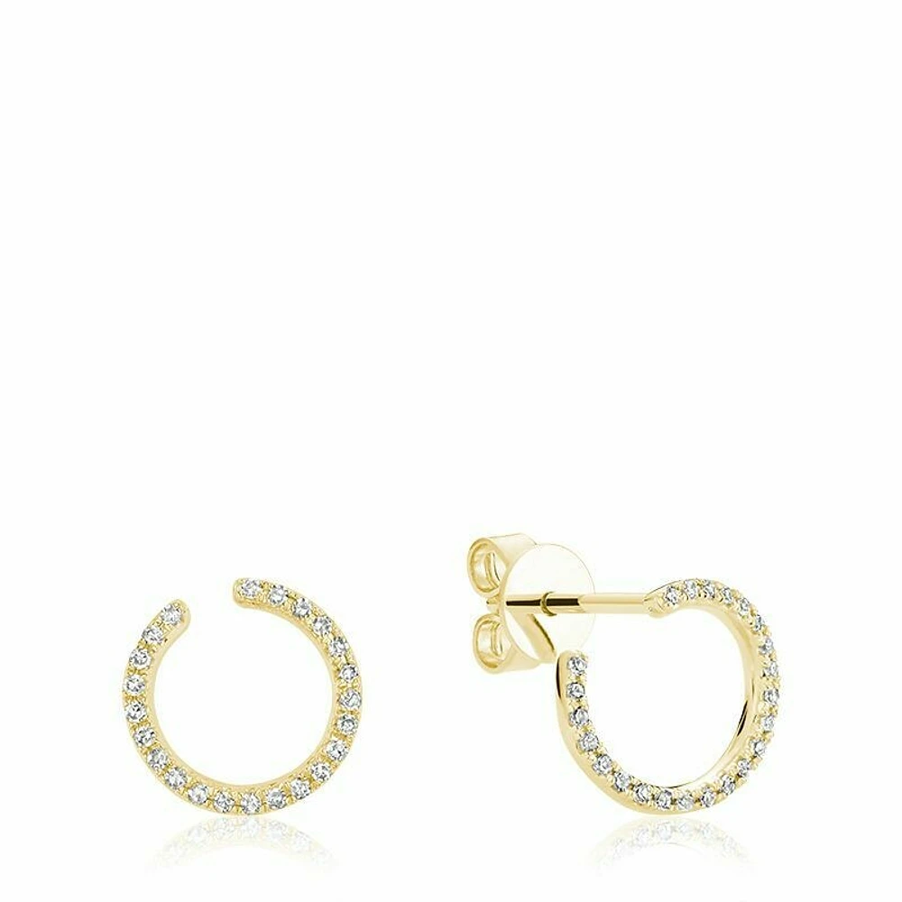 Diamond Curl Stud Earrings Yellow Gold