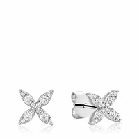 Marquise Flower Diamond Stud Earrings Gold