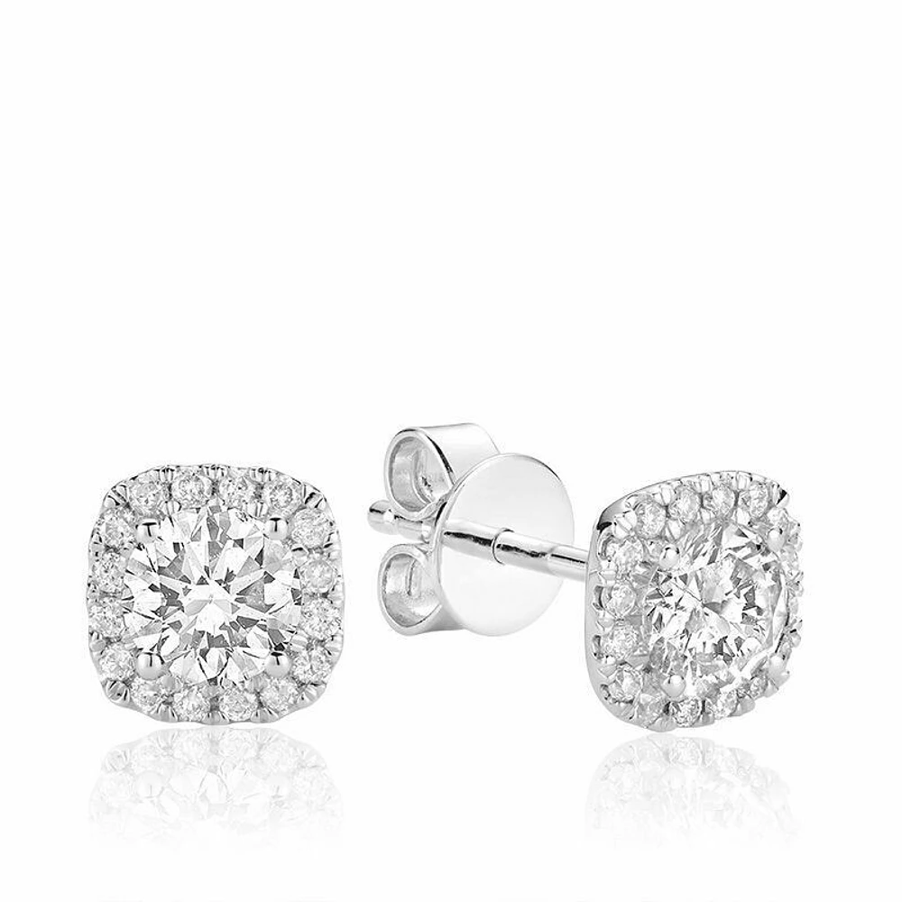 Cushion Mount Diamond Stud Earrings 0.50CTDI Gold