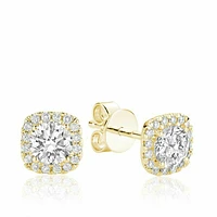 Cushion Mount Diamond Stud Earrings 0.75CTDI Gold