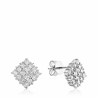 Pave Square Diamond Earrings White Gold