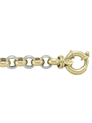 Yellow & White Gold Two Tone Hollow Rolo Bracelet 14KT