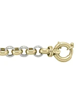 Yellow & White Gold Two Tone Hollow Rolo Bracelet 14KT