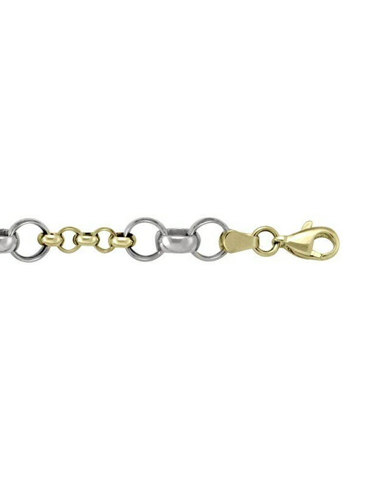 Yellow & White Gold Two Tone Hollow Rolo Link 10KT