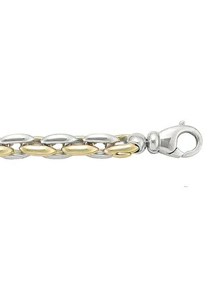 Yellow & White Gold Two Tone Hollow Round Fancy Link 14KT