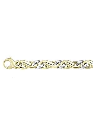 Yellow & White Gold Two Tone Solid Fancy Link Bracelet 14KT