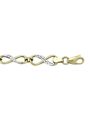 `Yellow & White Gold Two Tone Infinity Hollow Link Bracelet 10KT