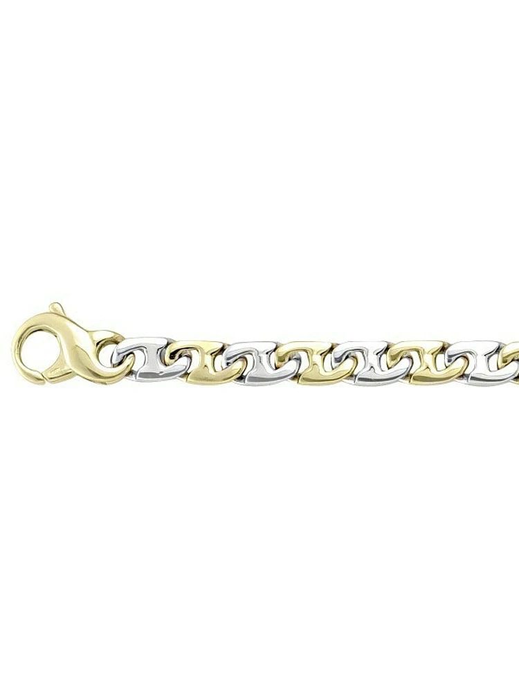 Yellow & White Gold Two Tone Solid Fancy Link Bracelet 14KT