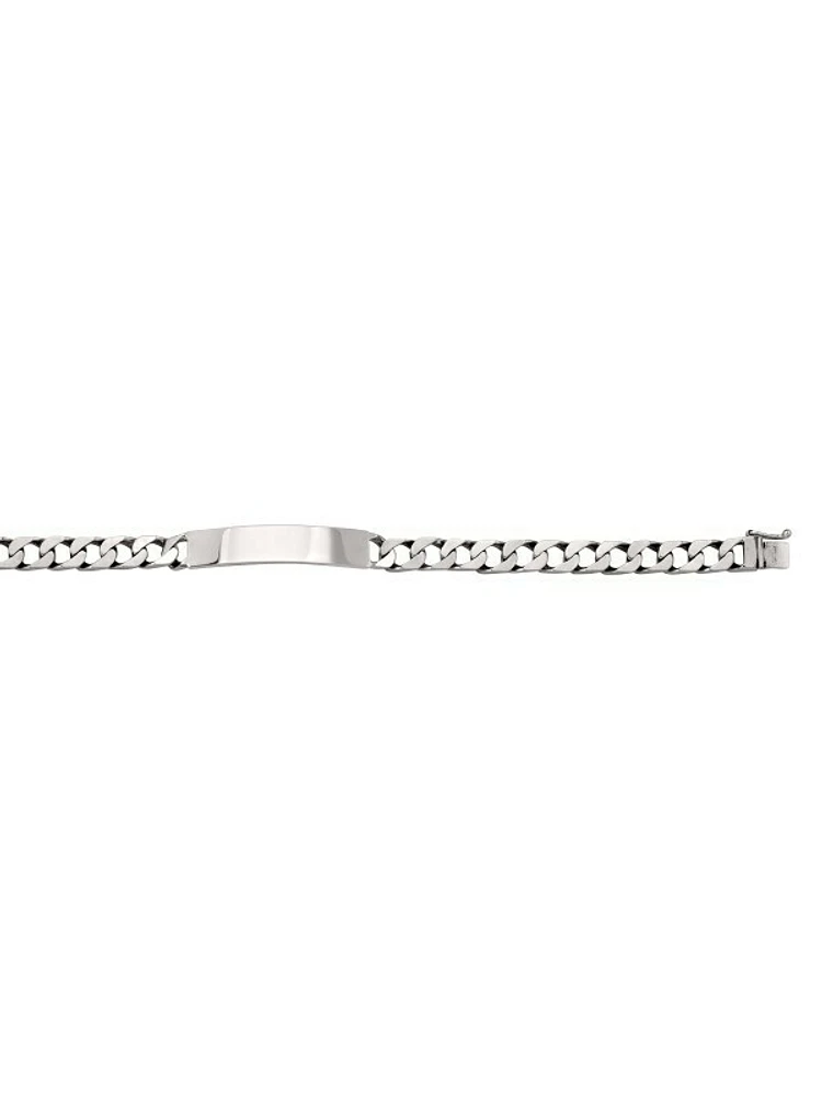 White Gold Solid ID Link Bracelet 10KT