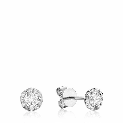 Martini Cup Diamond Halo Stud Earrings 0.25CTDI Gold