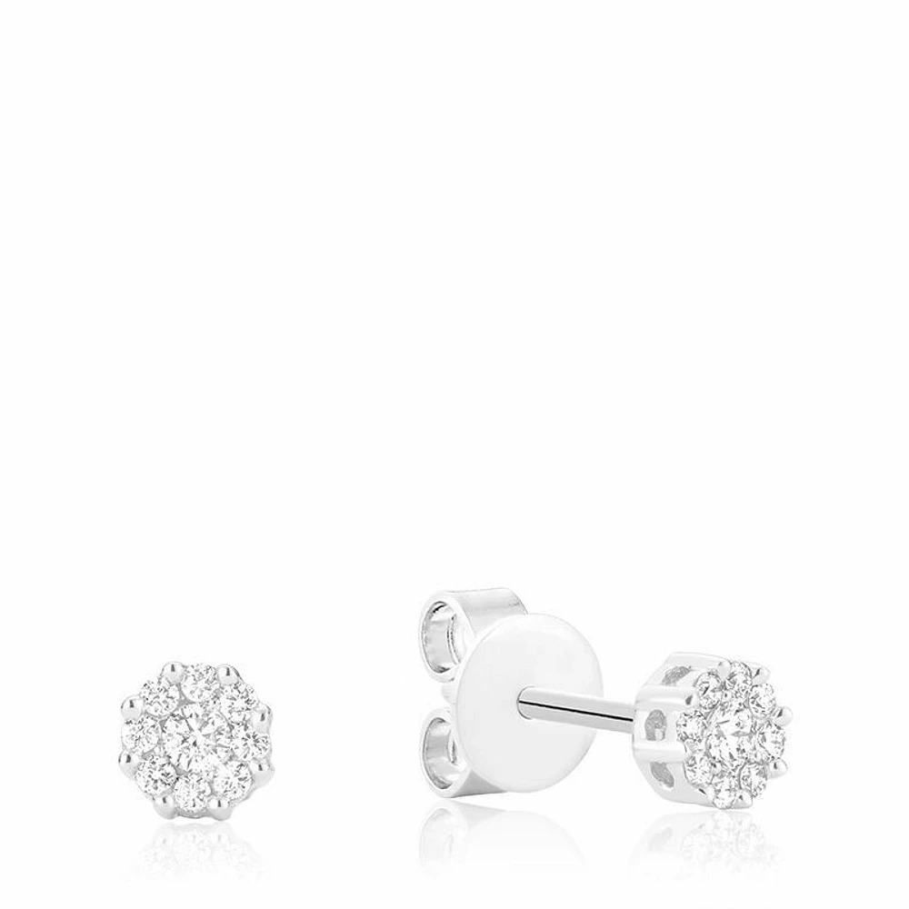 Cluster Diamond Stud Earrings 0.15CTDI Gold