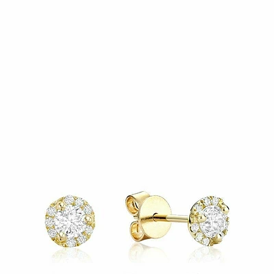 Martini Cup Diamond Halo Stud Earrings 0.50CTDI Gold