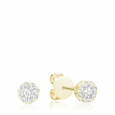 Cluster Diamond Stud Earrings 0.50CTDI Gold