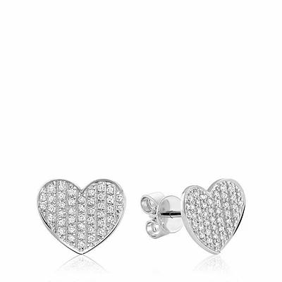 Curved Heart-Shaped Diamond Stud Earrings Gold