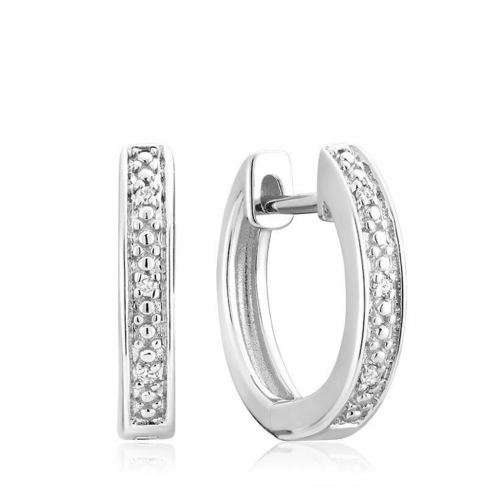 Diamond Huggie Hoop Earrings 0.04CTDI Gold