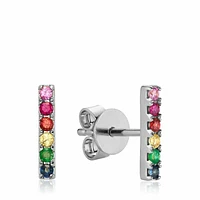 10K Gold Rainbow Bar Stud Earrings Gold