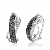 Criss-Cross Black & White Diamond Earrings White Gold