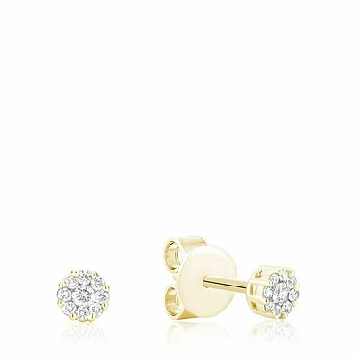 Cluster Diamond Stud Earrings Yellow Gold