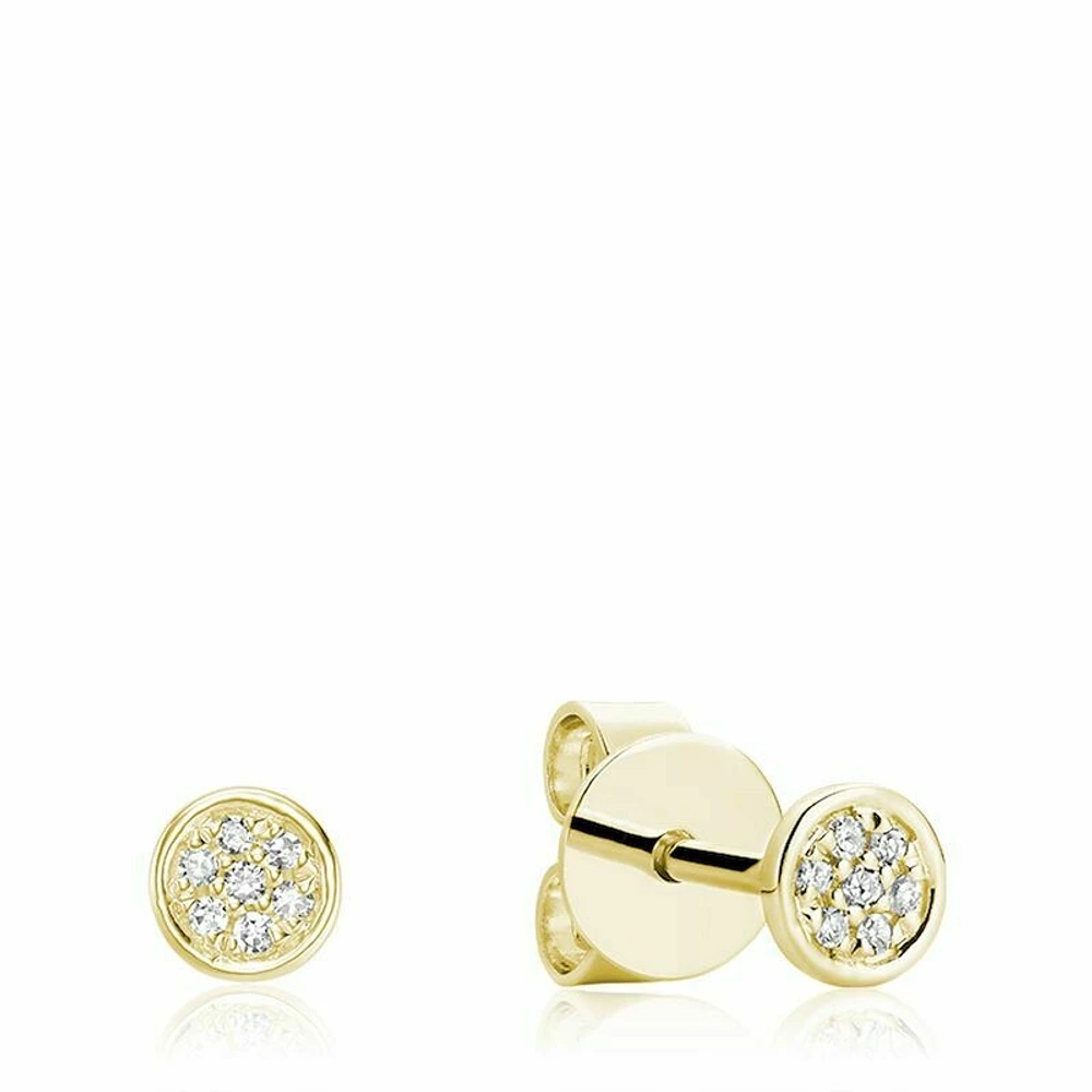 Round Cluster Diamond Stud Earrings Yellow Gold