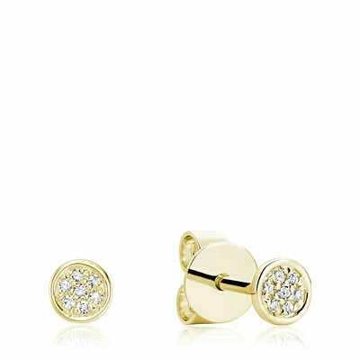 Round Cluster Diamond Stud Earrings Yellow Gold