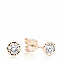 Diamond & Bezel Stud Earrings 0.10CTDI Rose Gold