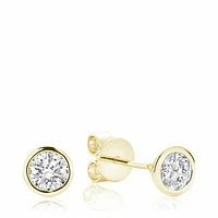 Diamond & Bezel Stud Earrings 0.15CTDI Yellow Gold