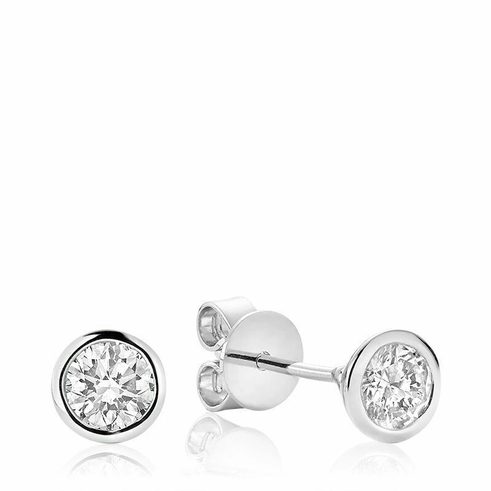 Diamond & Bezel Stud Earrings 0.25CTDI Gold