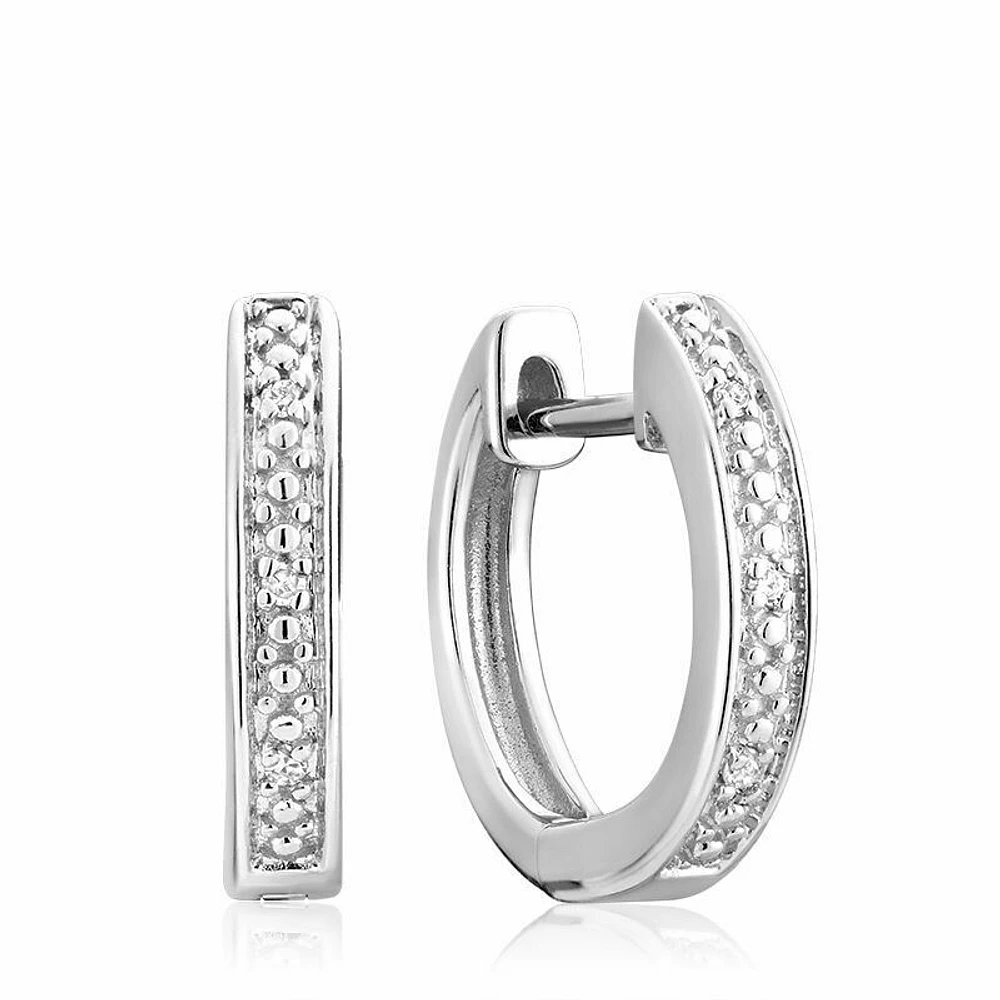 Diamond Huggie Hoop Earrings 0.05CTDI Gold