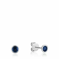 Bezel Set Blue Sapphire Stud Earrings Gold