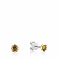 Bezel Set Citrine Stud Earrings Gold