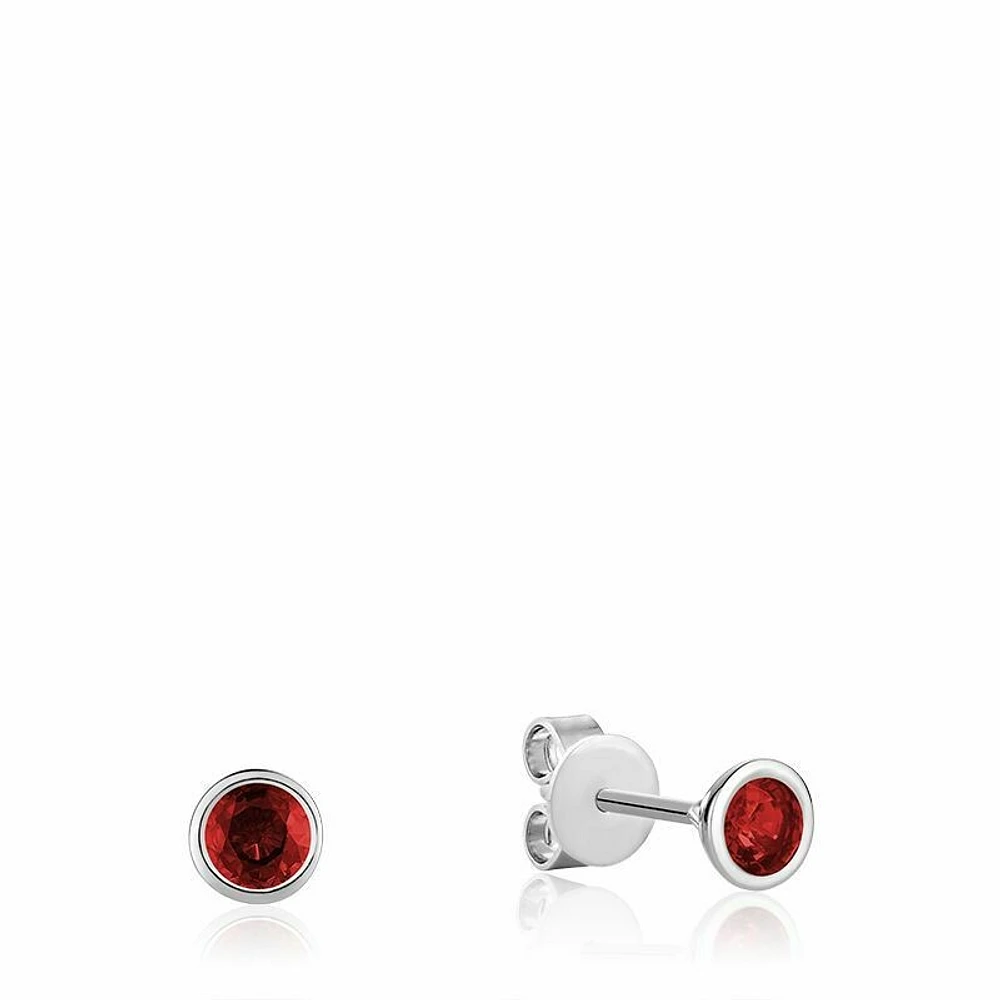 Bezel Set Ruby Stud Earrings Gold