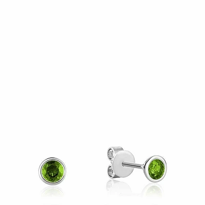 Bezel Set Peridot Stud Earrings Gold