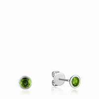 Bezel Set Peridot Stud Earrings Gold