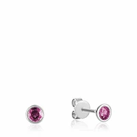 Bezel Set Pink Topaz Stud Earrings White Gold