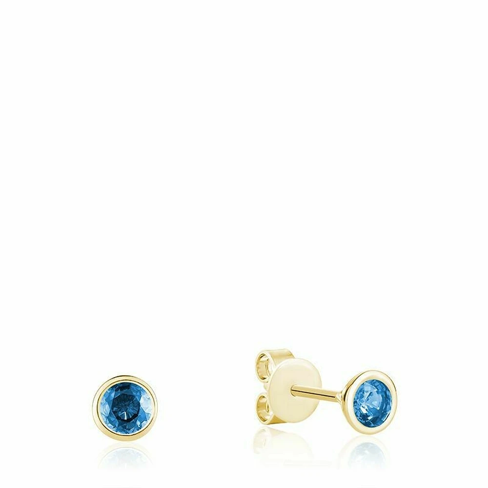 Bezel Set Topaz Stud Earrings Gold