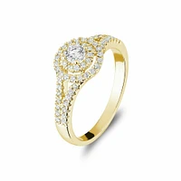 Double Halo Engagement Ring 14KT Gold 0.50 carat