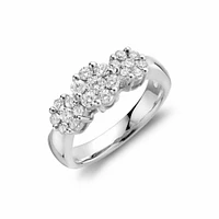 Past-Present-Future Diamond Cluster Ring 14KT White Gold 0.75CTDI