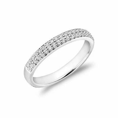 Diamond Pave Two Row Semi Eternity Band 14KT White Gold 0.35 carat TDW - 0.75 CT TDW