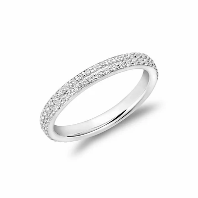 Diamond Pave Two Row Eternity Band 14KT White Gold 0.75 carat TDW - 1.50 CT TDW