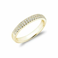 Diamond Pave Two Row Semi Eternity Band 14KT Yellow Gold 0.35CTDI