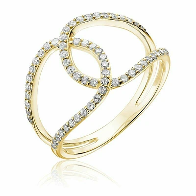 Open Link Diamond Fashion Ring Yellow Gold