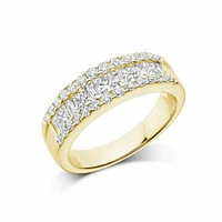 Wide Channel Set Princess Cut Diamond Wedding Band Yellow Gold