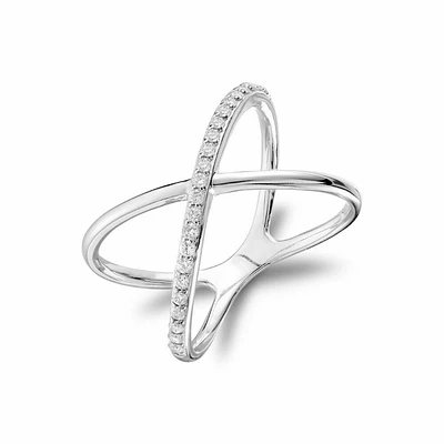 Diamond Crossover Ring Gold