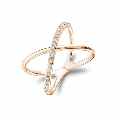 Diamond Crossover Ring Rose Gold